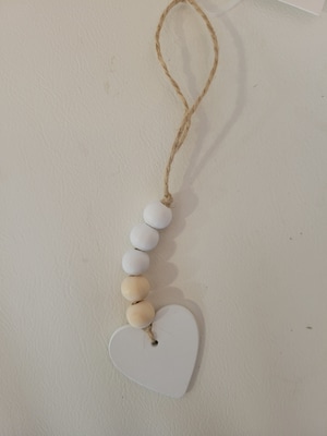 Natural Wood Bead Charm with Heart